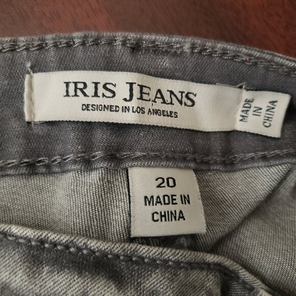 NWT Iris Jeans Size 20 Gray Marbled Distressed Stretch Denim Slim Fit - Picture 14 of 15